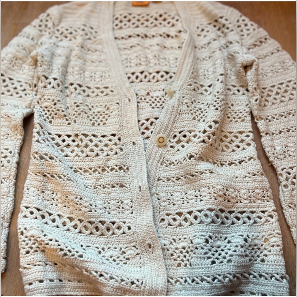 Tory Burch Crochet Button Up Sweater Cardigan